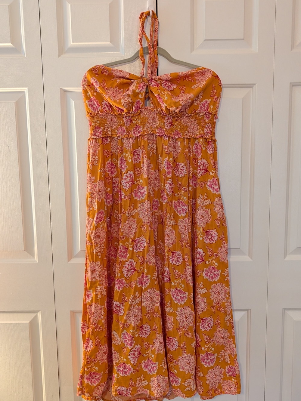 Old Navy Strapless Floral Sundress in Mustard and Pink